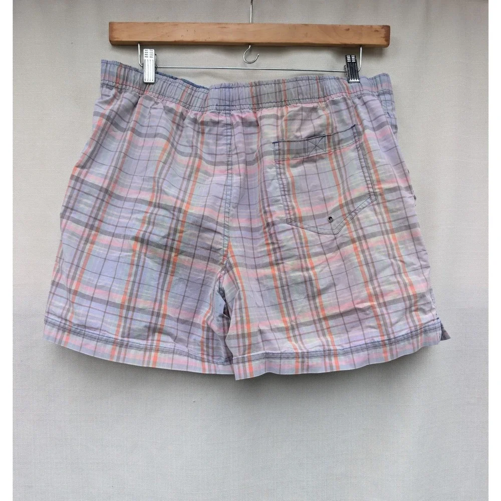 Polo Sport Ralph Lauren Mens Plaid Swim Trunks Purple Orange Large RN 41381